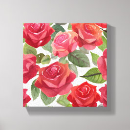 Rode Rozen | Elegante Bloem Roos Waterverf Canvas Afdruk