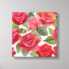 Rode Rozen | Elegante Bloem Roos Waterverf Canvas Afdruk