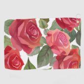 Rode Rozen | Elegante Bloem Roos Waterverf Golfhanddoek (Horizontaal)