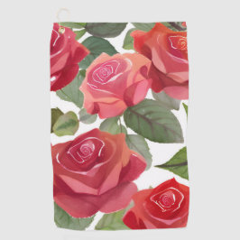 Rode Rozen | Elegante Bloem Roos Waterverf Golfhanddoek