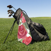 Rode Rozen | Elegante Bloem Roos Waterverf Golfhanddoek (Groen)