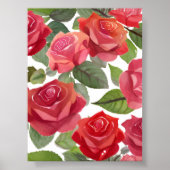 Rode Rozen | Elegante Bloem Roos Waterverf Poster (Voorkant)