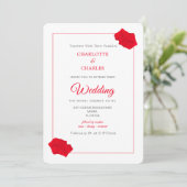 Rode Rozen Elegante Bloemen Bruiloft Uitnodiging (Staand voorkant)