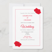 Rode Rozen Elegante Bloemen Bruiloft Uitnodiging (Voorkant)