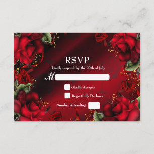 Rode Rozen Elegante Gotische Trouw RSVP Kaart