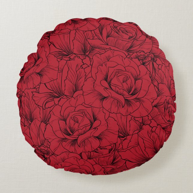  rode rozen elegantie rond kussen (Voorkant)