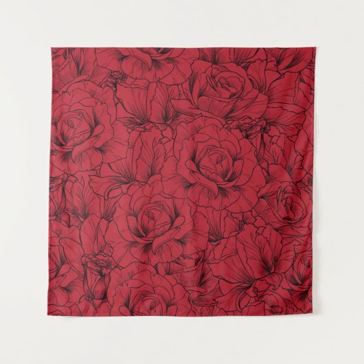 rode rozen elegantie wandkleed (Voorkant)