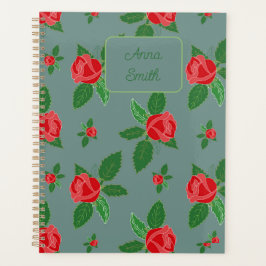 Rode rozen en bladeren_ Floral Pattern Script Planner