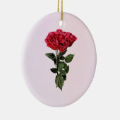 Rode Rozen en Bladeren Keramisch Ornament (Rechts)