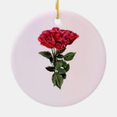 Rode Rozen en Bladeren Keramisch Ornament (Achterkant)