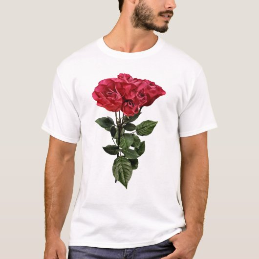 Rode Rozen en Bladeren T-shirt (Voorkant)