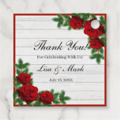 Rode rozen en de pijnboomtanden bedankjes labels (Achterkant)