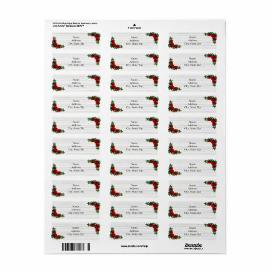 Rode rozen en de pijnboomtanden etiket (Full Sheet)