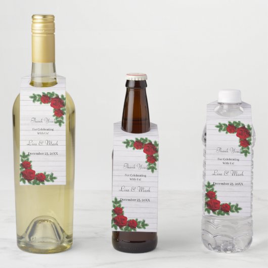 Rode rozen en de pijnboomtanden flessenhanger (In situ)