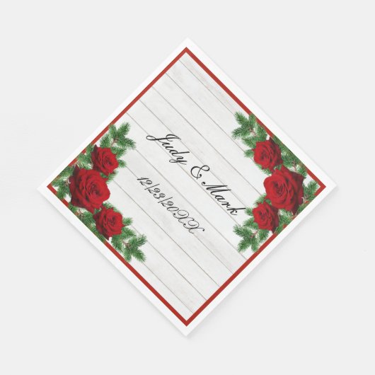 Rode rozen en de pijnboomtanden servet (Hoek)