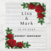 Rode rozen en de pijnboomtanden wijn etiket (Enkel label)