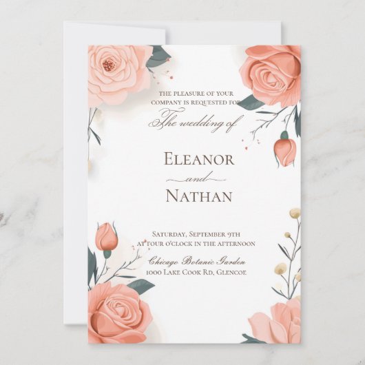 Rode rozen en de zomer lente bruiloft kaart (Voorkant)