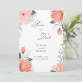 Rode rozen en de zomerlente redden de datum kaart (Staand voorkant)