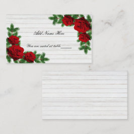 Rode Rozen En Dennentak Kerst Huwelijkstafel Plaatskaartje