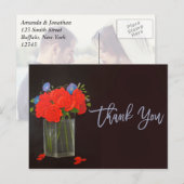 Rode rozen en een ochtendglorie Dank u toevoegen f Briefkaart (Voorkant / Achterkant)