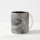 Rode rozen en engel tweekleurige koffiemok (Voorkant rechts)