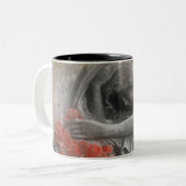 Rode rozen en engel tweekleurige koffiemok (Voorkant links)