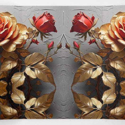 Rode Rozen en Gouden Zoete 16 Partij Uitnodiging (Binnenkant midden)