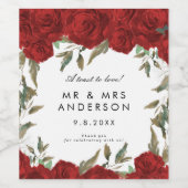 rode rozen en griekse bruiloft wijn etiket (Enkel label)