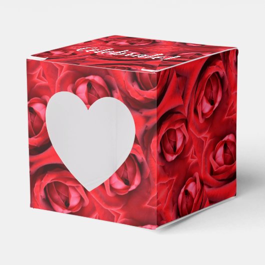 Rode Rozen en Hart Cadeau Doos Bedankdoosjes (Voorkant Zijde)