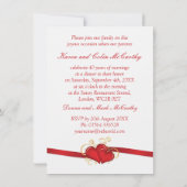 Rode rozen en harten 40ste huwelijksverjaardag kaart (Achterkant)