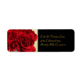 Rode rozen en harten, goud en zwart huwelijk etiket (Voorkant)