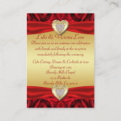 Rode rozen en harten, goud en zwart huwelijk informatiekaartje (Achterkant)