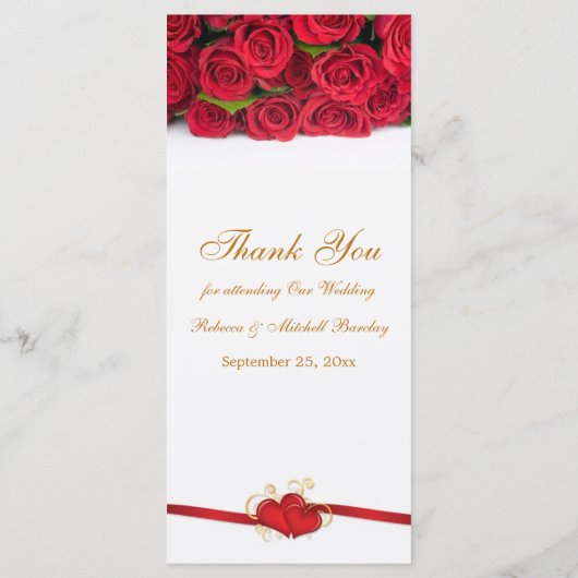 Rode rozen en harten Menu Rack Kaart (Achterkant)