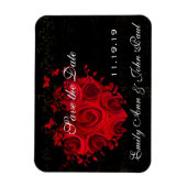 Rode Rozen en Harten Swirls Bruiloft Save the Date Magneet (Verticaal)