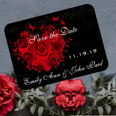 Rode Rozen en Harten Swirls Bruiloft Save the Date Magneet