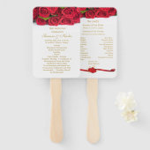 Rode rozen en harten Trouwprogramma Handwaaier (Voorkant en achterkant)