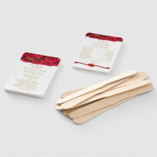 Rode rozen en harten Trouwprogramma Handwaaier (Niet-gemonteerd)