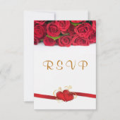 Rode rozen en harten Wedding RSVP Uitnodiging (Voorkant)