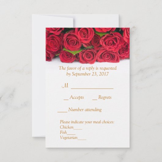 Rode rozen en harten Wedding RSVP Uitnodiging (Achterkant)