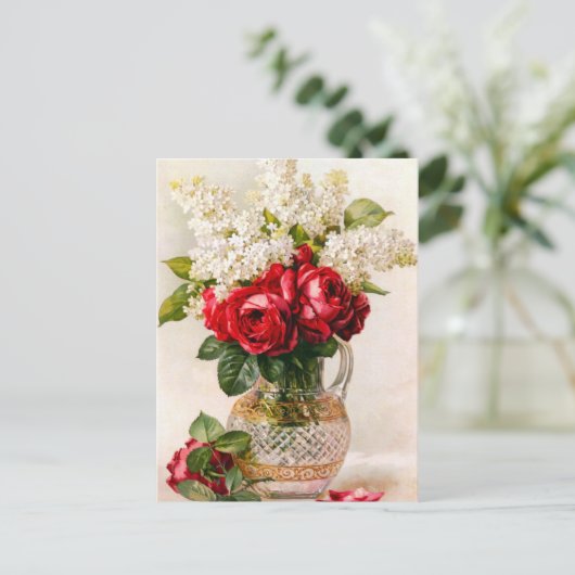 rode rozen en het Briefkaart van de Baby (Staand voorkant)