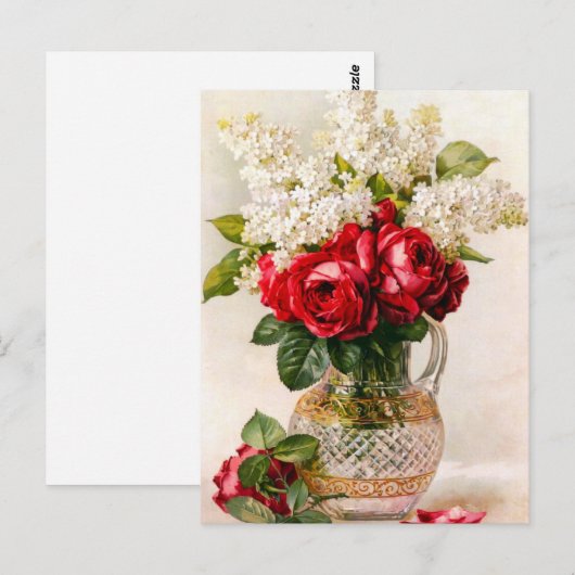  rode rozen en het Briefkaart van de Baby (Voorkant / Achterkant)