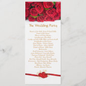 Rode rozen en het programma voor hartbruiloft programmakaart (Achterkant)