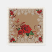 Rode rozen en kant - aangepaste papierluiers servetten (Voorkant)
