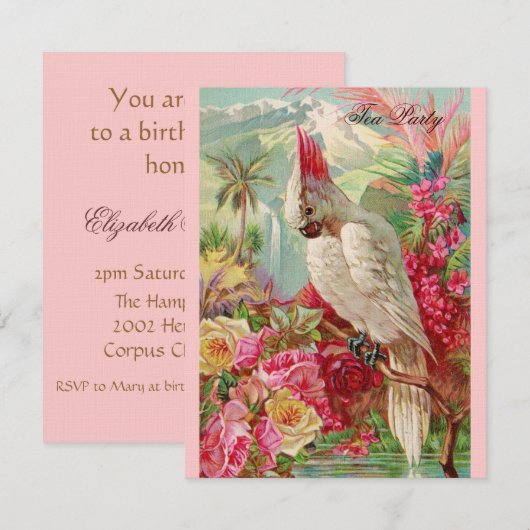 Rode rozen en  katoenkunst kaart (Voorkant / Achterkant)