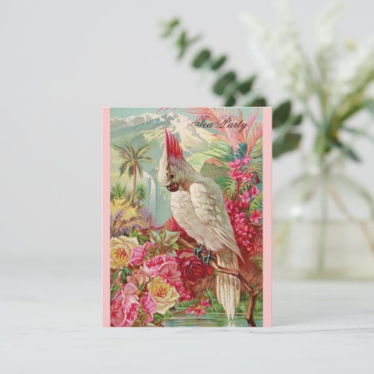 Rode rozen en katoenkunst kaart (Staand voorkant)