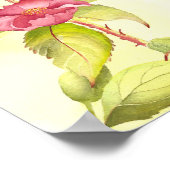 Rode rozen en knoppen aquarel gele achtergrond poster (Hoek)