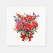 Rode Rozen en Lavendel Papieren Servetten (Voorkant)