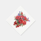 Rode Rozen en Lavendel Papieren Servetten (Hoek)