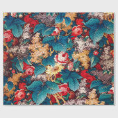  rode rozen en lila bloemmotief cadeaupapier (Vlak)