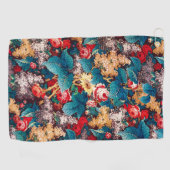  rode rozen en lila bloemmotief golfhanddoek (Horizontaal)